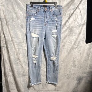 Buckle Black‎ blue jeans size 31 high rise ankle Jean distressed button fly